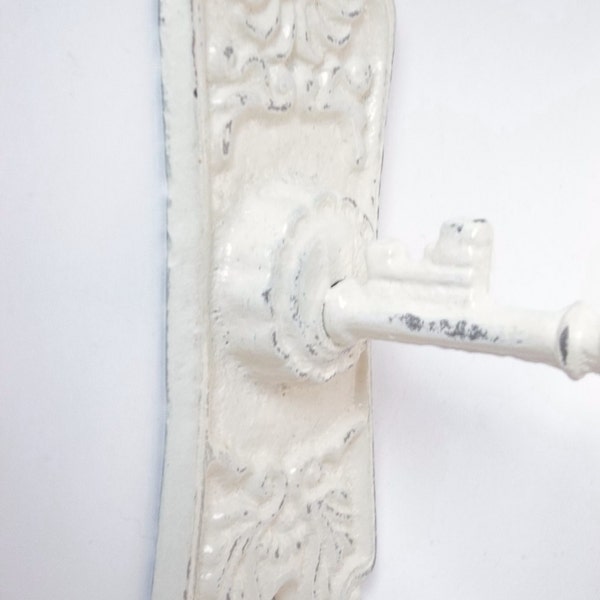 Antique White Cast Iron Skeleton Key Wall Hook Wall Decor Home Decor Hanging Decor Towel Holder Curtain Tie Back