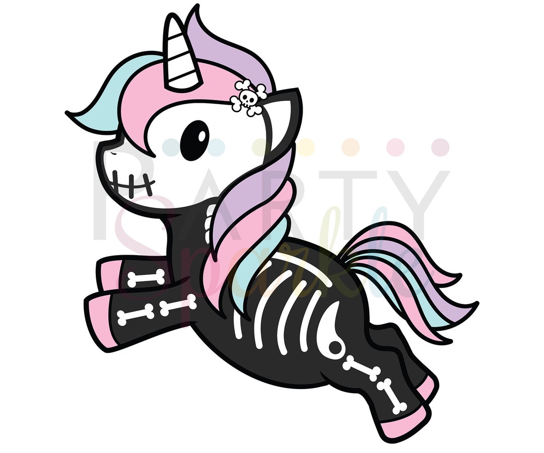 Kawaii Halloween Skeleton Unicorn Creepy Cute Graphic Design Commercial ...