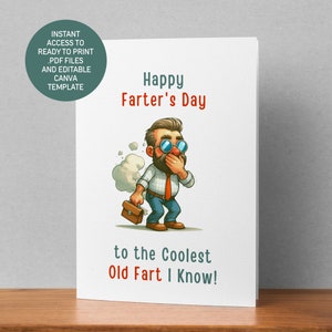 Cartes de voeux pour la fête des pères | Bonne fête peter à imprimer | Cartes de plaisanterie drôles de vieux pet d'adulte d'humour pour des papas | Modèle PDF à téléchargement immédiat