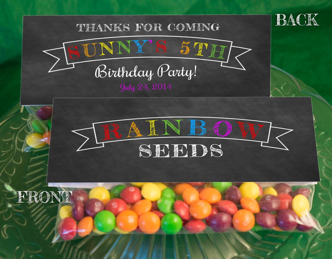 6.7x2.5 Personalized Chalkboard Rainbow Seeds Birthday Etsy