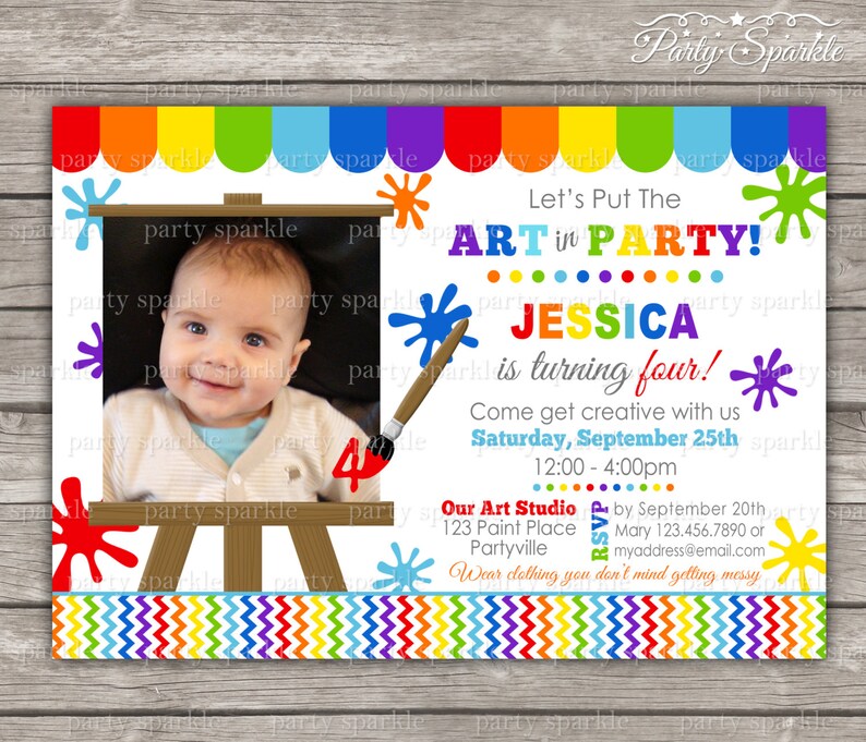 PRINTABLE Art Birthday Painting Party Invite Personalized Etsy UK