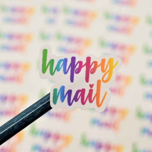 Rainbow Happy Mail Sticker Sheet, Etsy Sticker, Thank You Note, Small Business Sticker, Packaging Stickers