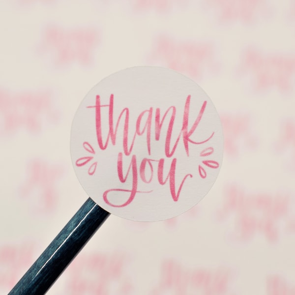 Pink Circle Thank You Sticker Sheet, Etsy Sticker, Thank You Note, Small Business Sticker, Packaging Stickers