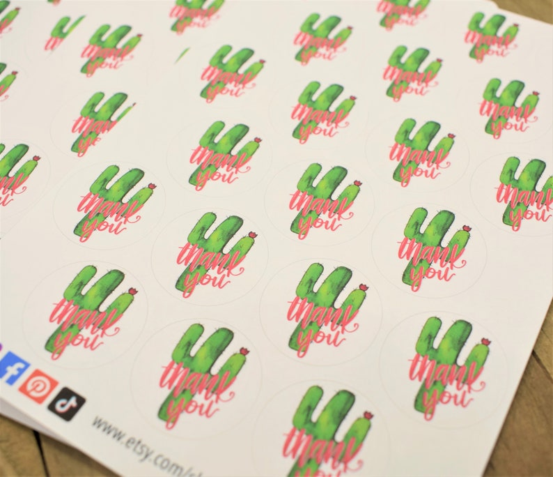 Cactus Thank You Sticker Sheet Etsy Sticker Thank You Note Etsy
