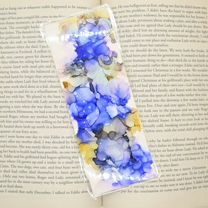 Blue and Green Alcohol Ink Bookmark, Handmade, Laminated, Waterproof, Gift For Reader, Bookishmark, Quitter Stick