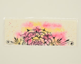 Watercolor Mandala Bookmark, Handmade, Laminated, Waterproof, Gift For Reader, Bookishmark, Quitter Stick
