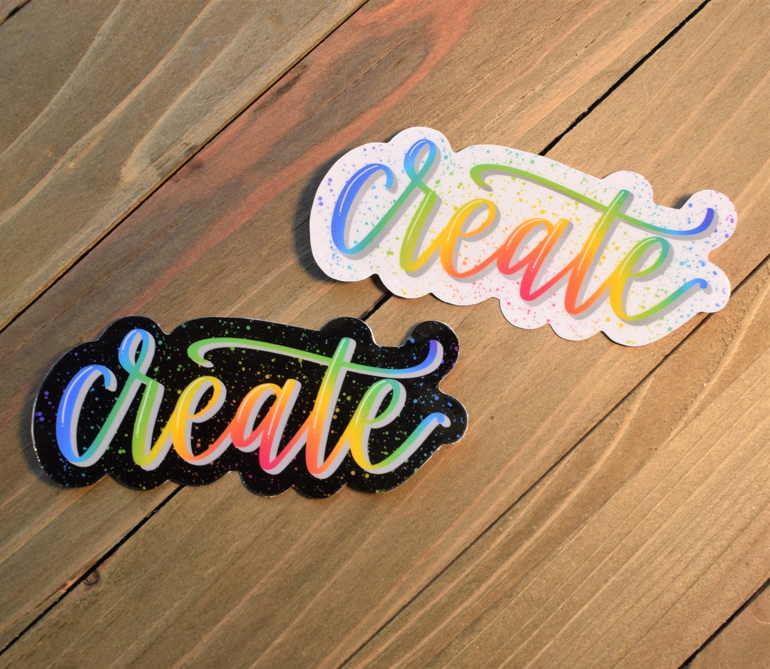 Create Rainbow Watercolor Sticker, Waterproof, Handmade, Water Bottle ...