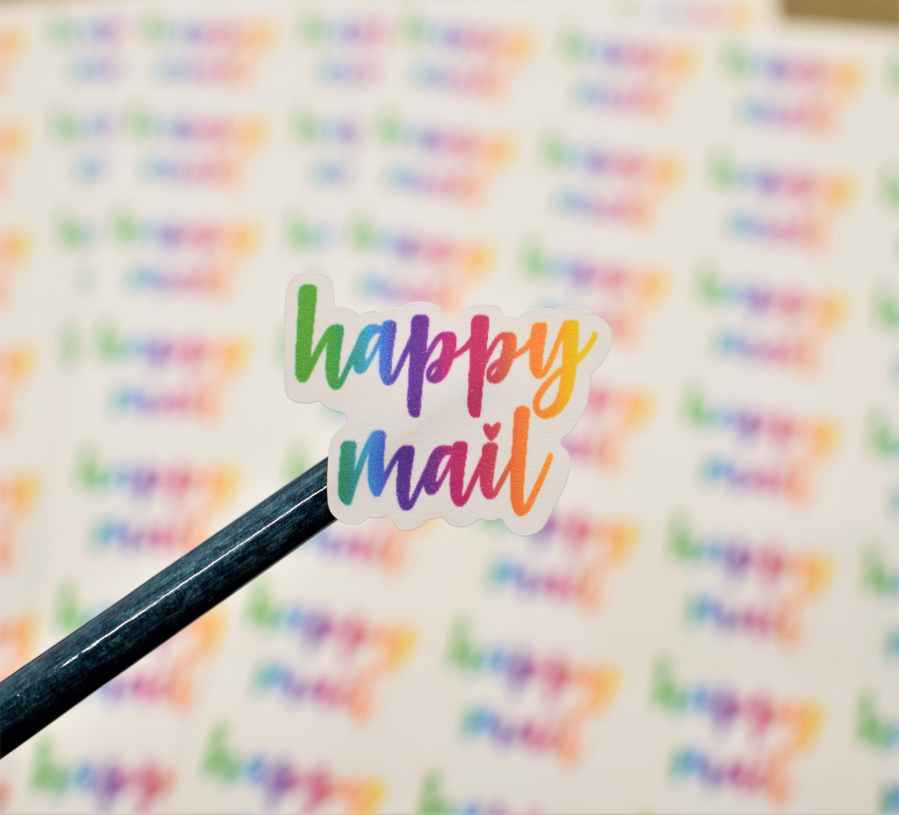 Rainbow Happy Mail Rubber Stamp Packaging Stamp Small Business Stamper Stationery  Supplies Happy Post Branding Envelope 