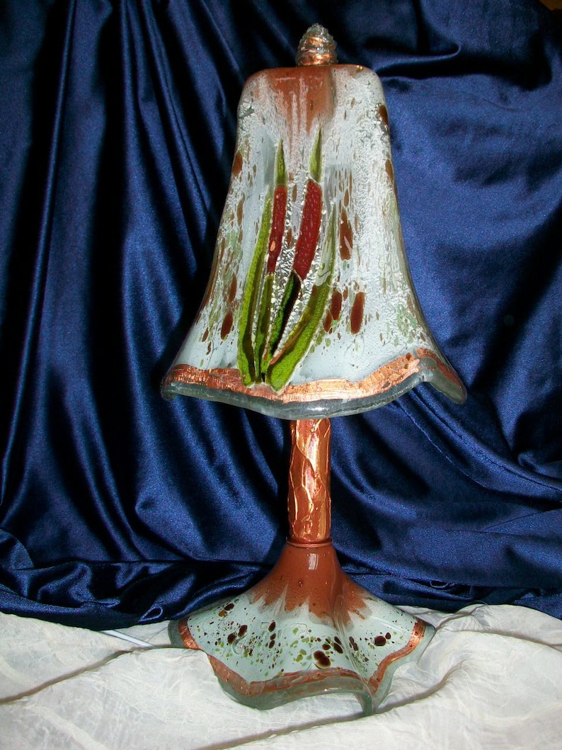 Fused and slumped glass lamps. They are reclaimed glass. Unique and signed pieces. image 3
