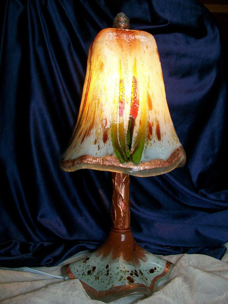 Fused and slumped glass lamps. They are reclaimed glass. Unique and signed pieces. image 4