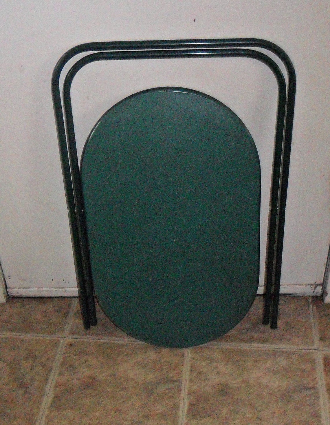Vintage Cosco Green Oval TV Tray Tables Folding Snack / Etsy