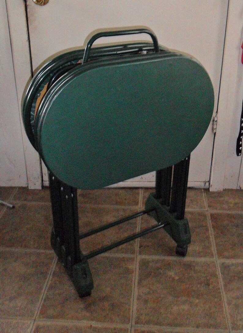 Vintage Cosco Green Oval TV Tray Tables Folding Snack / Etsy