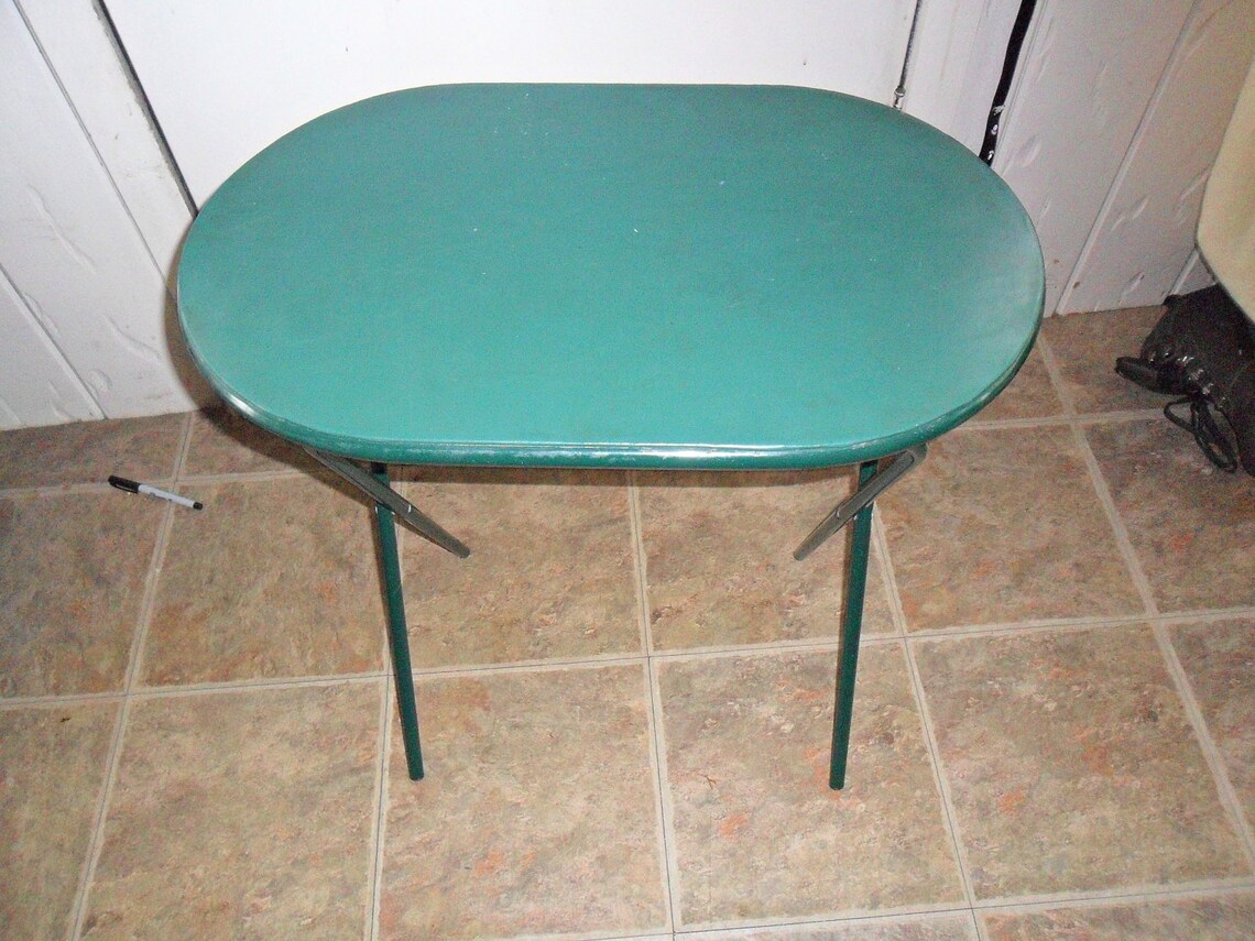 Vintage Cosco Green Oval TV Tray Tables Folding Snack / Etsy
