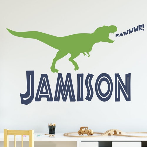 Dinosaur Wall Decal Name Wall Decal Boy Name Decal for Etsy