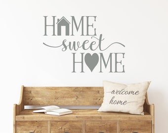 Home Sweet Home Wall Decal - Home Sweet Home Vinyl Wall Sticker for Entryway Living Room or DIY Porch Sign Farmhouse Decor HQ006