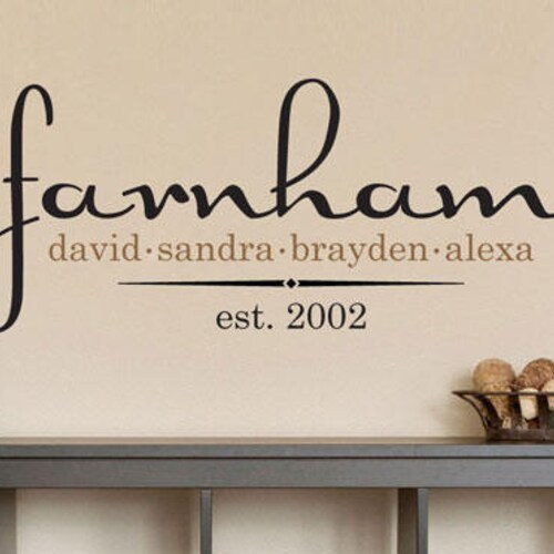 Personalized Family Name Wall Decal Custom Family Name Vinyl Etsy