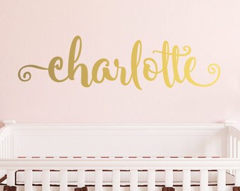 Gold Name Decal - Gold Wall Decal - Baby Girl Nursery Decal - Girls Room Wall Decal - Baby Girl Name Wall Decal - Gold Vinyl CN028