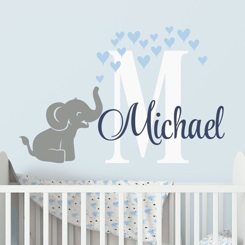 Elephant Decal Name Wall Decal Name Wall Sticker Nursery Etsy