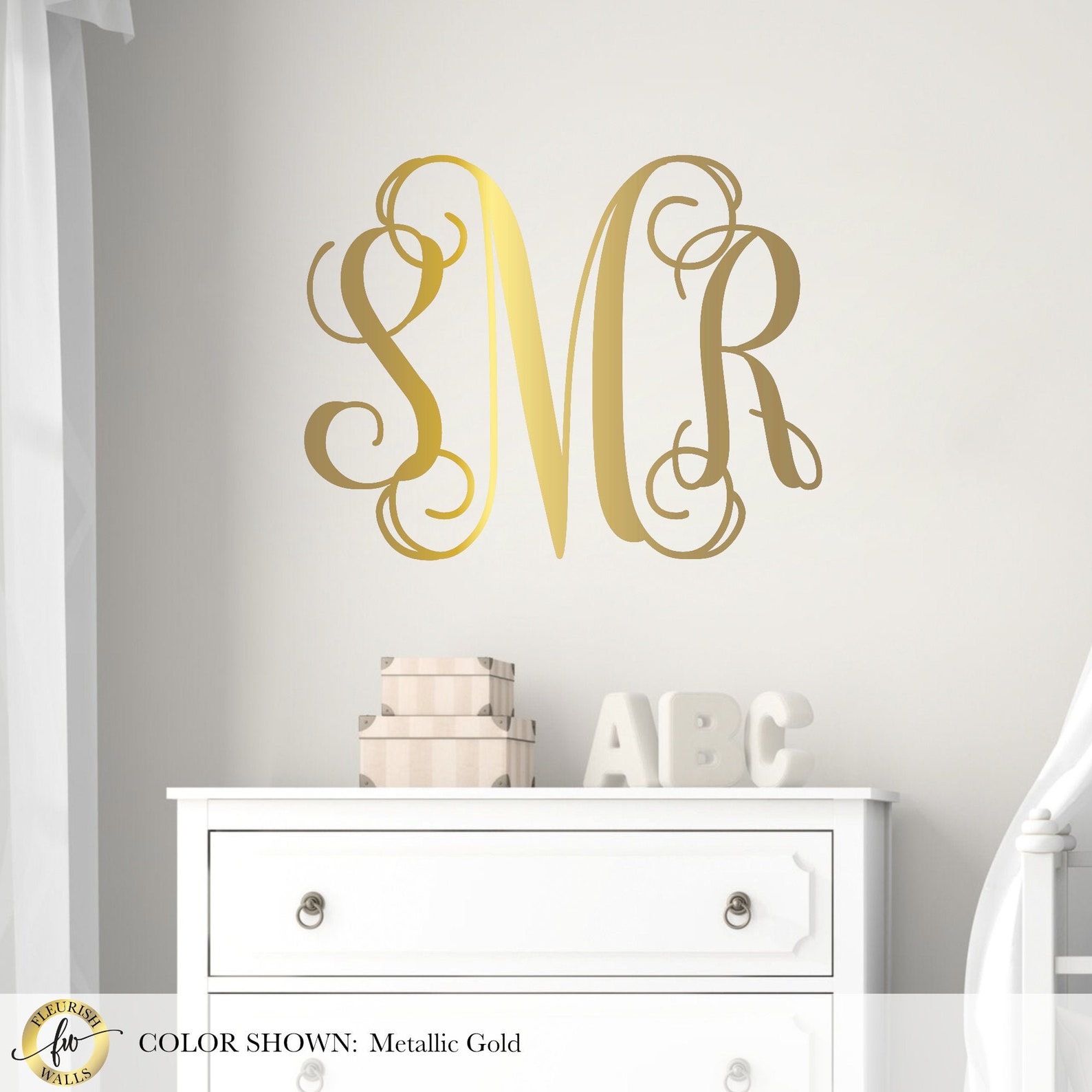 Initial Monogram Wall Decor Bedroom Wall Decal Baby Girl Etsy