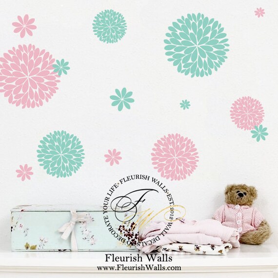 Dahlia Flower Wall Decal Baby Girl Nursery Decor Playroom Girls Room Or Teen Bedroom Vinyl Wall Art Stickers Dp010