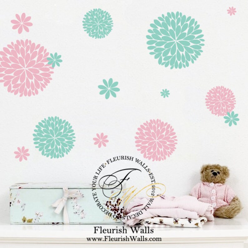 Dahlia Flower Wall Decal Baby Girl Nursery Decor Playroom Etsy