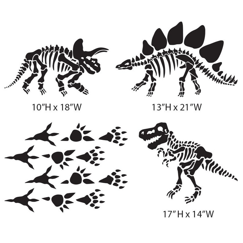 Dinosaur Wall Decal Skeletons and Footprints Boys Room Etsy