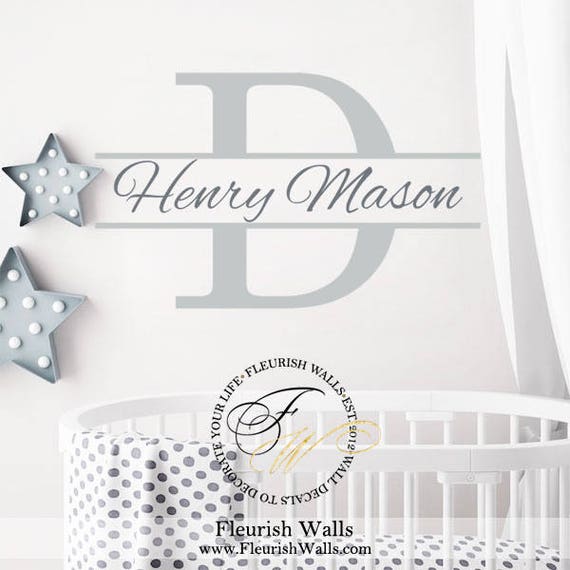 Nursery Name Decal Monogram Decal Wall Sticker Personalized Etsy