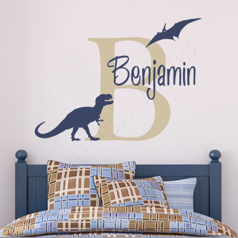 Boys Name Decal Personalized Dinosaur Wall Decal Etsy