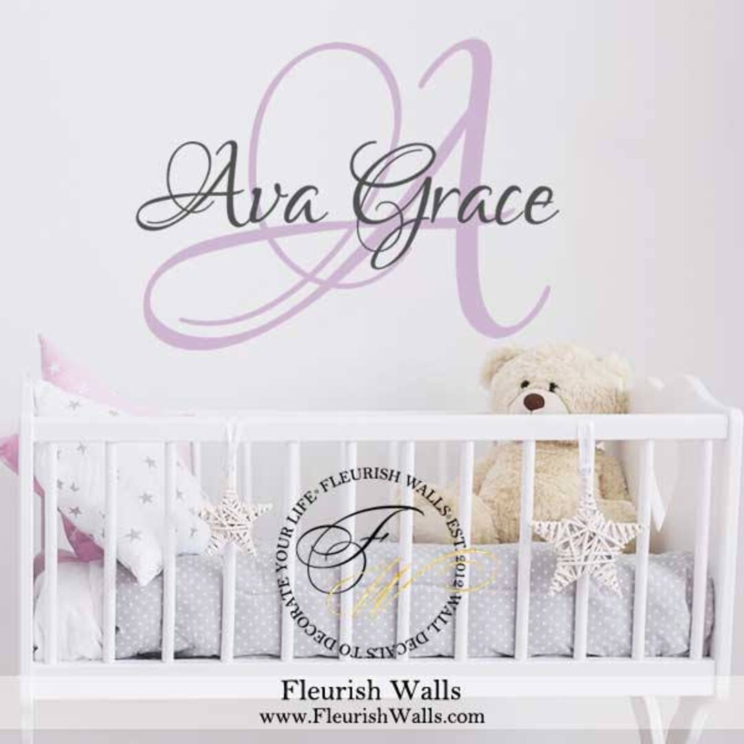 Custom Name Decal for Nursery Personalized Name & Monogram - Etsy