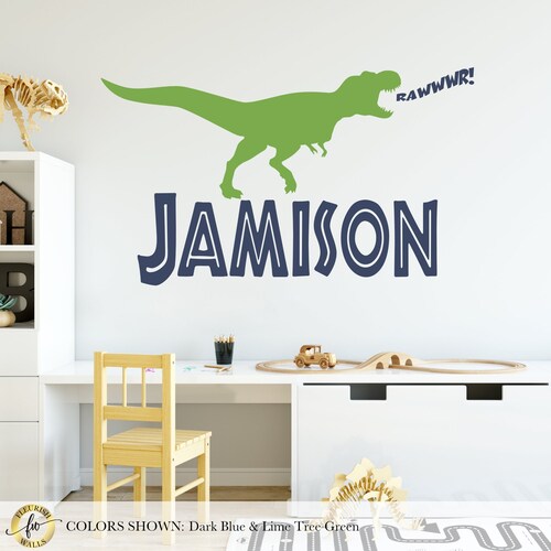 Dinosaur Wall Decal Name Wall Decal Boy Name Decal for Etsy