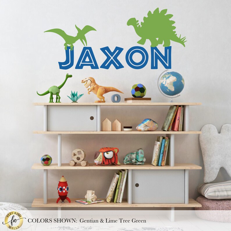 Dinosaur Wall Decal Name Wall Decal Boy Name Decal Nursery Etsy