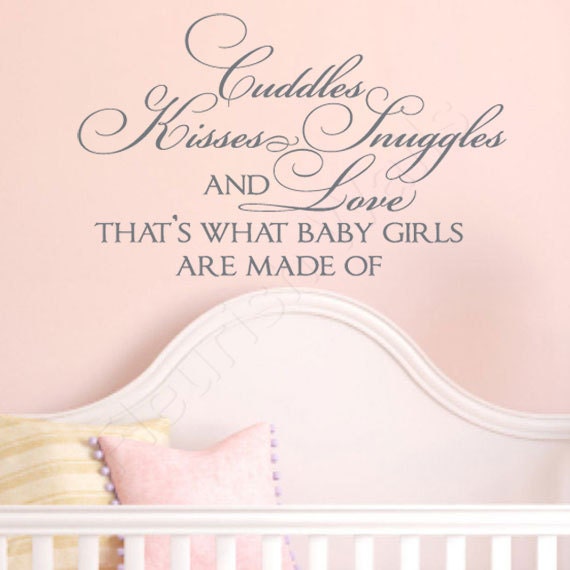 Baby Girl Nursery Wall Decal Girls Room What Little Girls Are Made Of Wall Quote Decal Girls Bedroom Wall Art Baby Nursery Quote Cq026