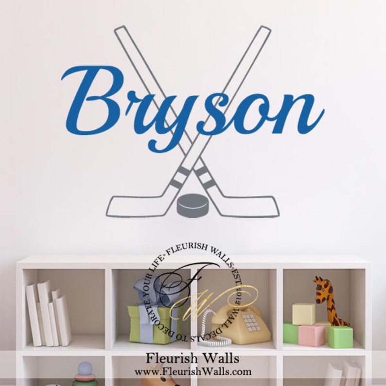 Hockey Wall Decal Personalized With Name Hockey Sticks And Etsy