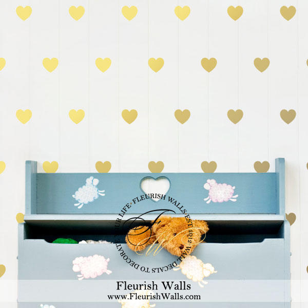 Gold Heart Decals Gold Wall Decal Peel and Stick Nursery | Etsy