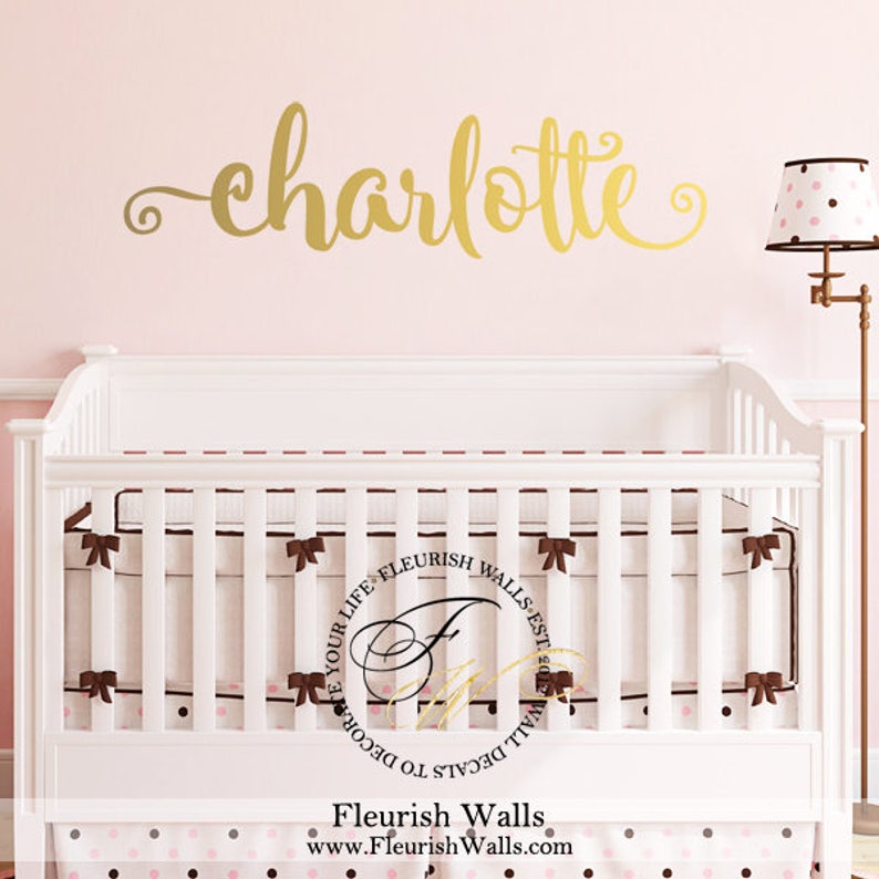 gold name decal gold wall decal baby girl nursery decal | etsy