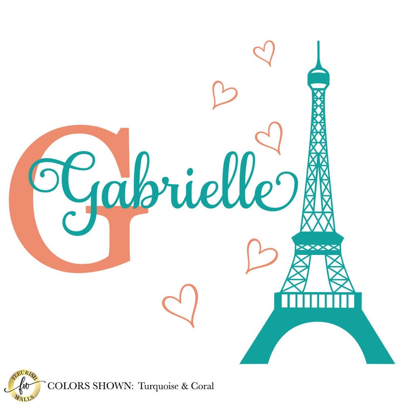 Paris Wall Decal Personalized Name Paris Wall Sticker Kids Etsy