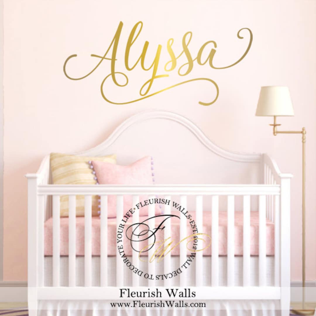 Name Wall Decal Girl Nursery Wall Decor Baby Girl Nursery Wall Decal Vinyl Wall Decal Girls Room ...