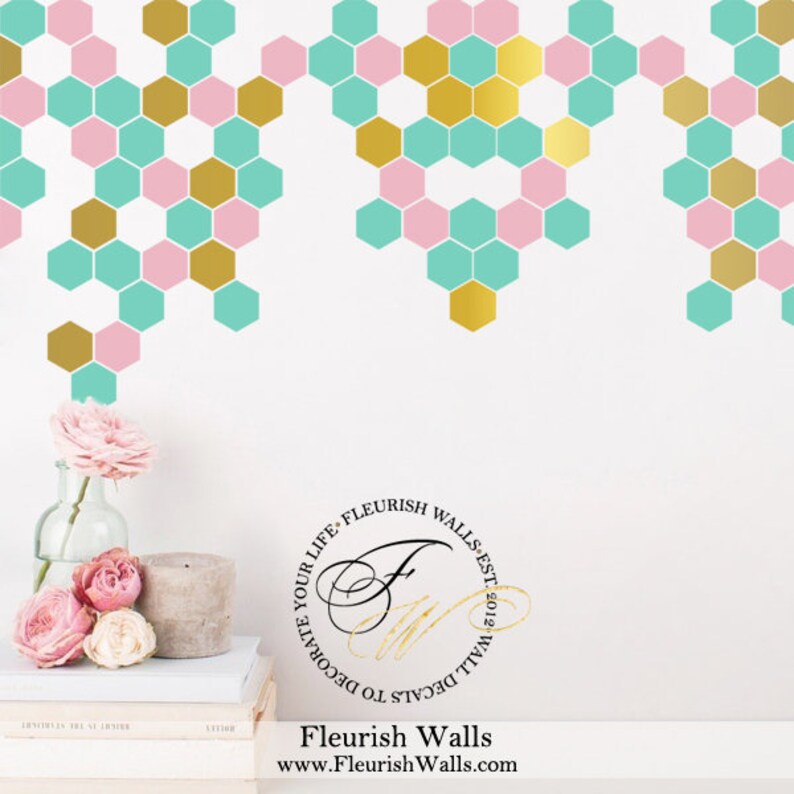 Geometric Wall Decal Stickers Hexagon Wall Decal Honeycomb - Etsy