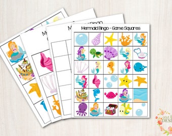 Mermaid Bingo Game - Perfect for birthday parties or classroom games