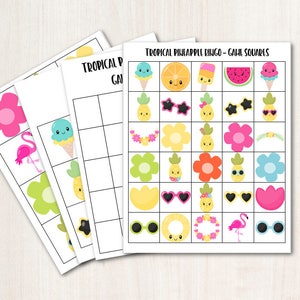 Tropical Pineapple Bingo Game - Perfect for party or classroom games