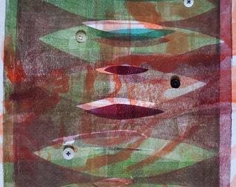 Fish II: original monotype on paper