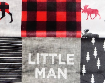 Little Man ~ Plaid Baby Blanket, Minky Baby Blanket, Buffalo Plaid Baby Blanket, Woodland Baby Blanket, Personalization Option