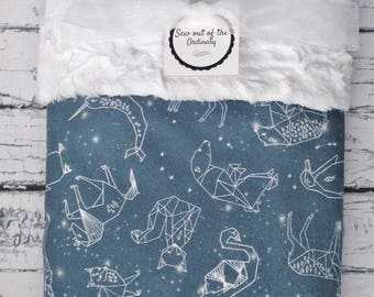 Constellation Baby Blanket, Minky Baby Blanket, Gender Neutral Baby,Zodiac Baby Blanket, Personalization Option