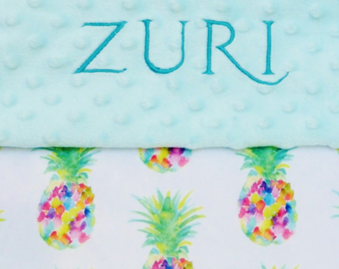 Preppy Summer Pineapple Minky Blanket main image 1