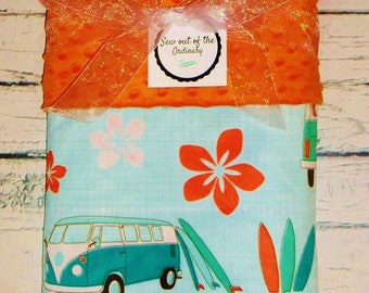 Surfboard Baby Blanket, Surfer Baby Blanket, Minky Baby Blanket, Personalization Option, Hawaiian Baby Blanket