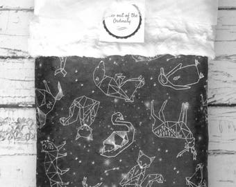 Constellation Baby Blanket, Minky Baby Blanket, Personalization Option, Gender Neutral Baby Bedding, Gray Baby Blanket, Star Baby
