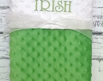 A Wee Bit Irish Baby Blanket, Embroidered Minky Baby Blanket, Irish Baby Blanket, Irish Baby Gifts, Shamrocks