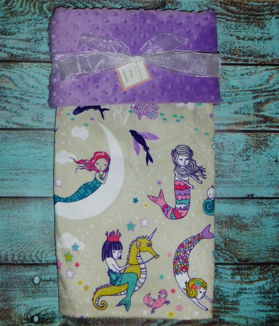 Personalized Mermaids Minky Blanket, Designer Minky Baby Blanket, Personalized Minky Baby Blanket, Mermaid Baby Blanket