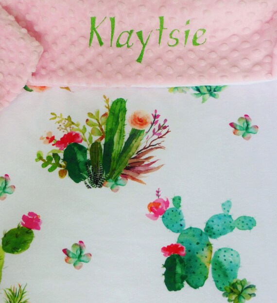 Beige Sand Cactus Baby blanket Minky Baby blanket