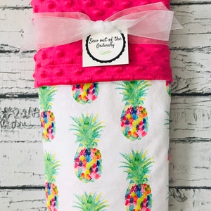 Preppy Summer Pineapple Minky Blanket